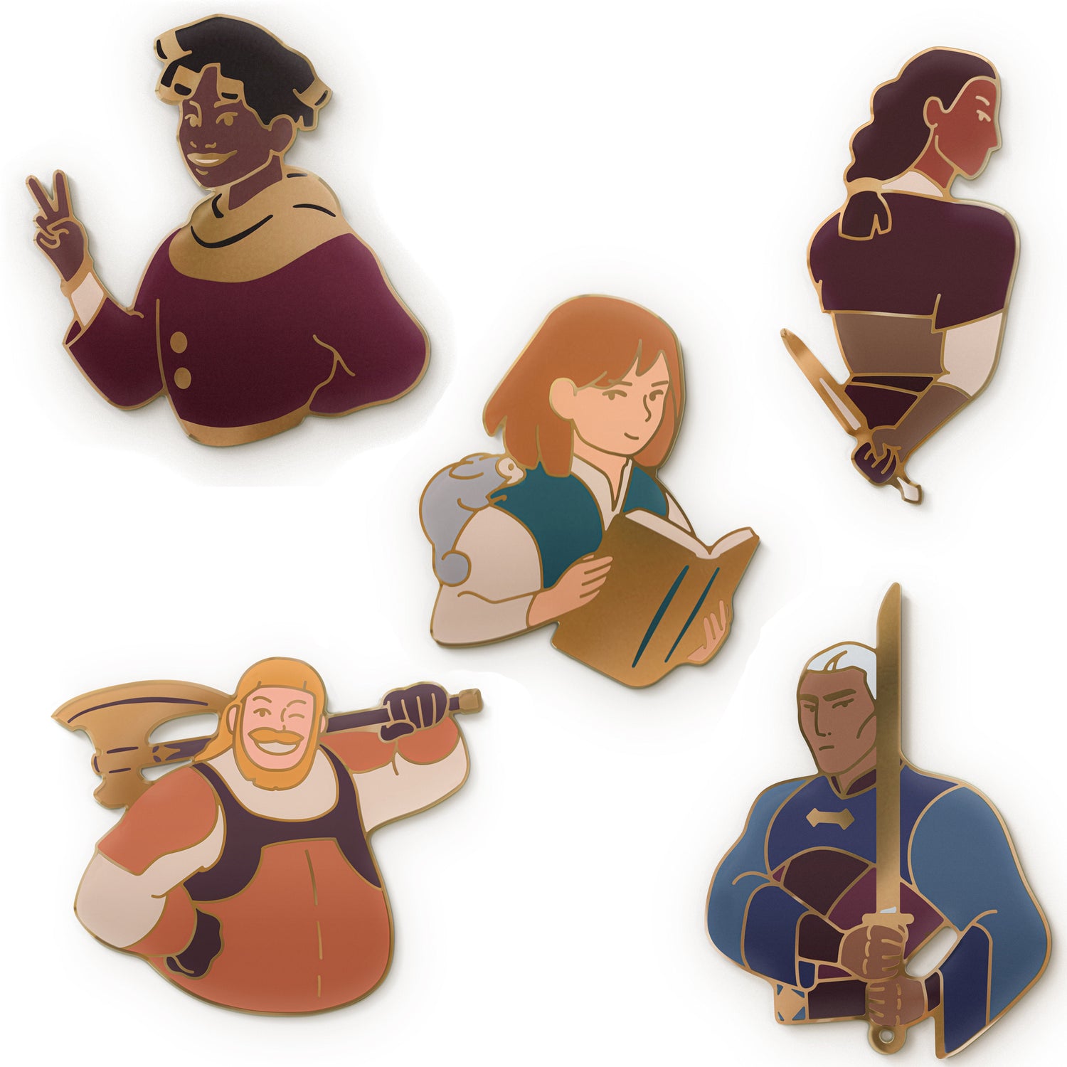 Pin's Personnages La Quête d'Ewilan lot de 5 - Ewilan Salim Ellana Edwin Bjorn - Andarta Pictures